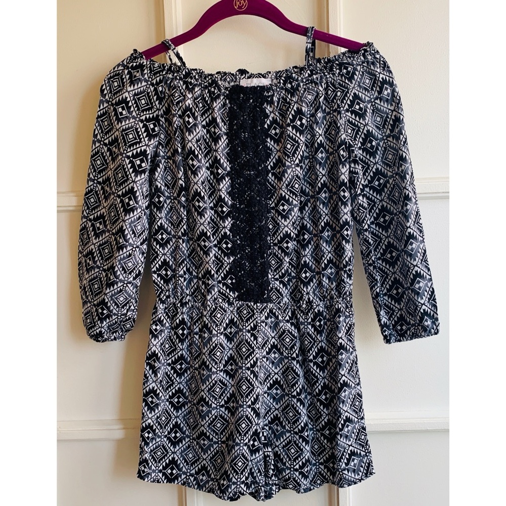 Girls PLACE Black and White Long Sleeve Romper